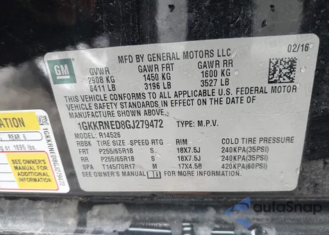 2016 GMC Acadia Sle-1 z USA, uszkodzony, nr VIN 1GKKRNED8GJ279472